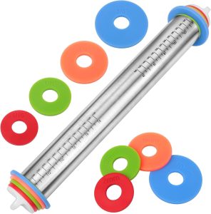 BIDFUL Adjustable Rolling Pin with Thickness Rings