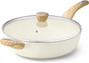 SENSARTE 12 Inch Deep Frying Pan with Lid