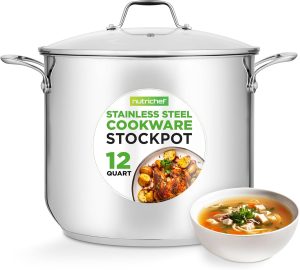 NutriChef 12-Quart Stainless Steel Stockpot