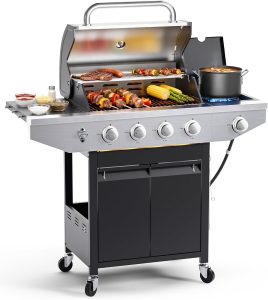 EUHOME 4-Burner Gas Grill with Side Burner