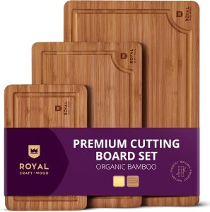 ROYAL CRAFT WOOD 3-Piece Bamboo Cutting Board Set