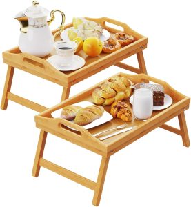 Easoger 2-Pack Bamboo Breakfast Tray