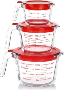 M MCIRCO 6-Piece Glass Measuring Cups with Lids